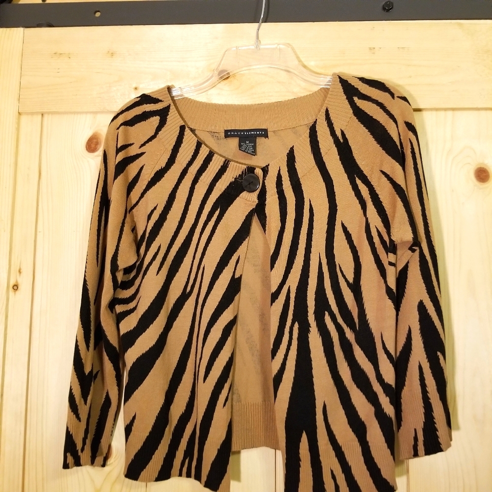 Grace Elements Animal Print Cardigan Sweater
